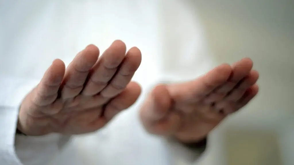 Two hands visible, palms facing outward, as if channeling soothing energy against a blurred background, evoke the serene practice of Reiki Therapy.